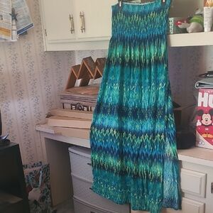 Faded Glory Blue and Green Maxi Dress